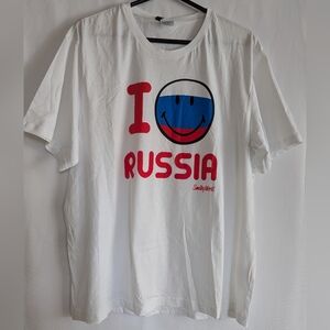 Men's XXL White T-Shirt Russia Logo